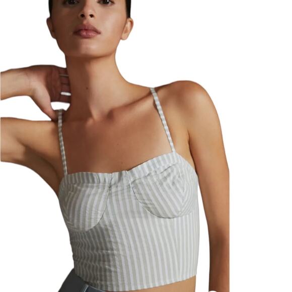 Anthropologie Tops - Anthropologie Seersucker Corset Tank Top- SIZE MEDIUM (FLAW)